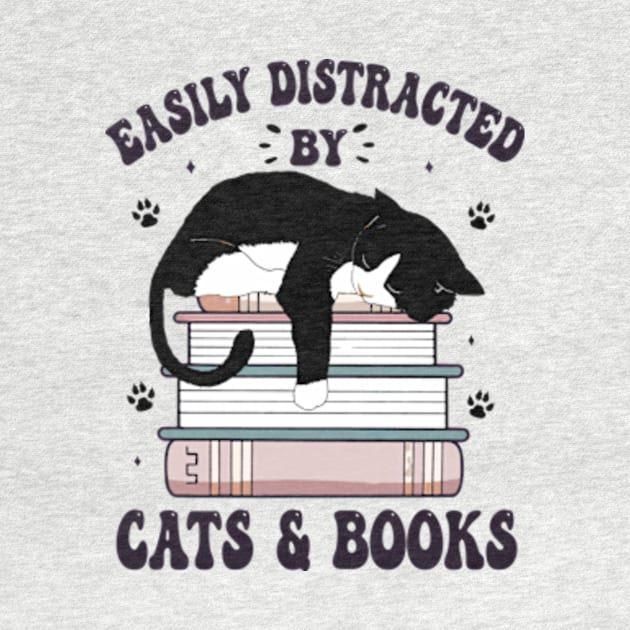 Easily distracted by cats and books by David Brown